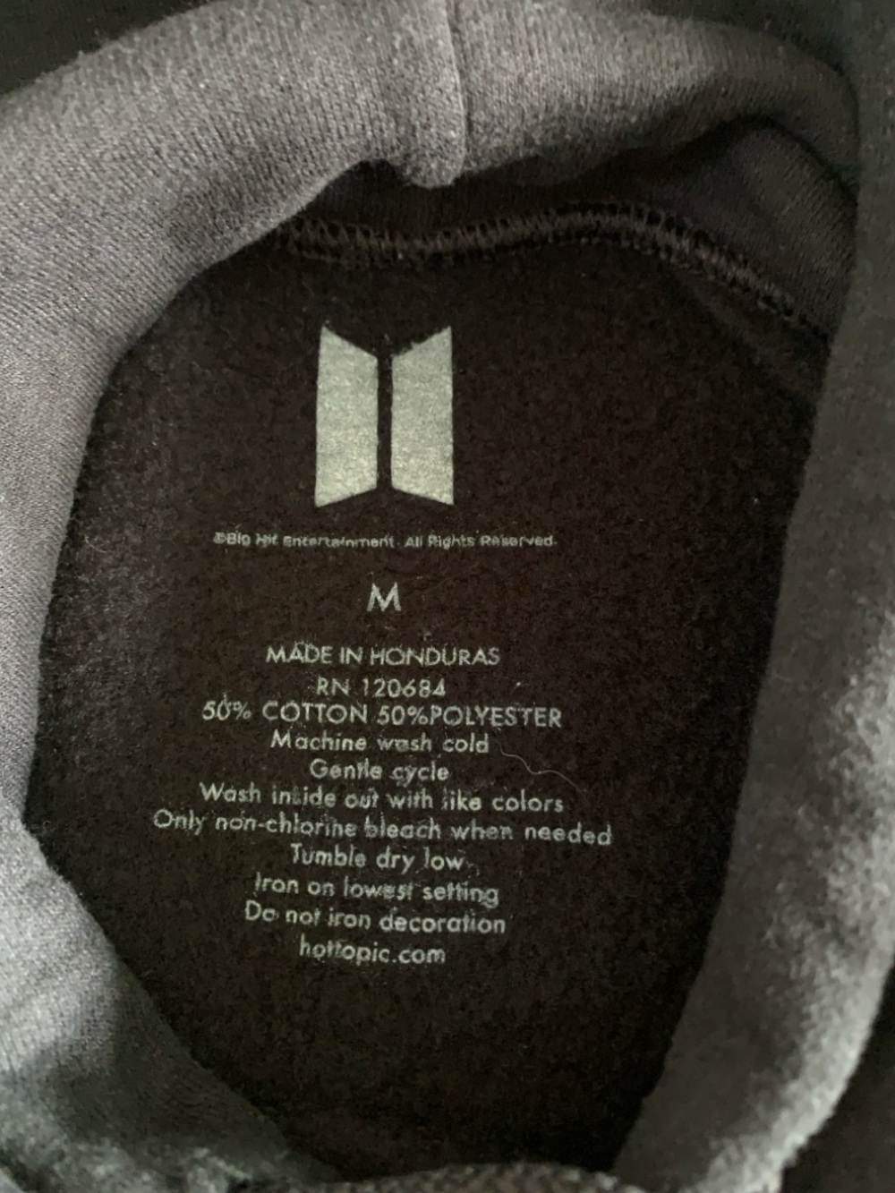 BTS Fake Love Hooded Sweatshirt with White Floral Sleeve Accents - Picture 3 of 12